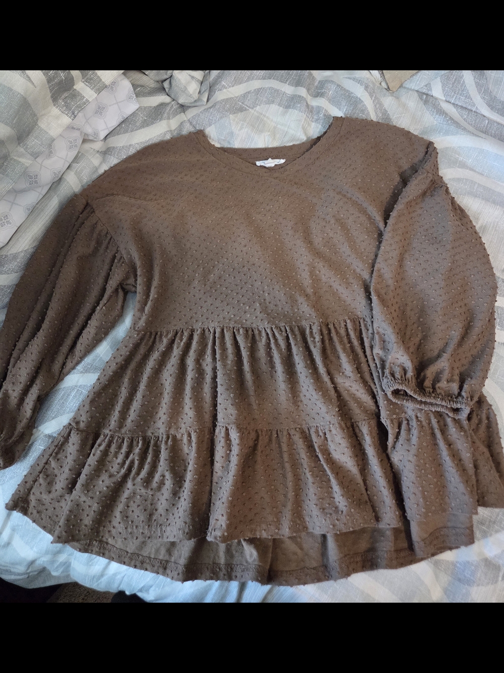 Blu Pepper Chocolate Brown Textured Peplum Tunic